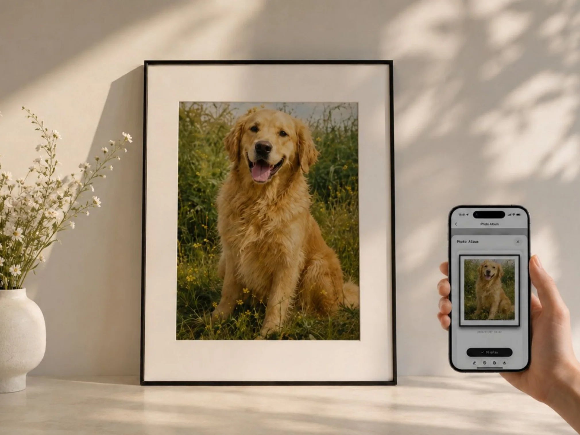 A photo uploaded from the Inkanva app and displayed on the frame