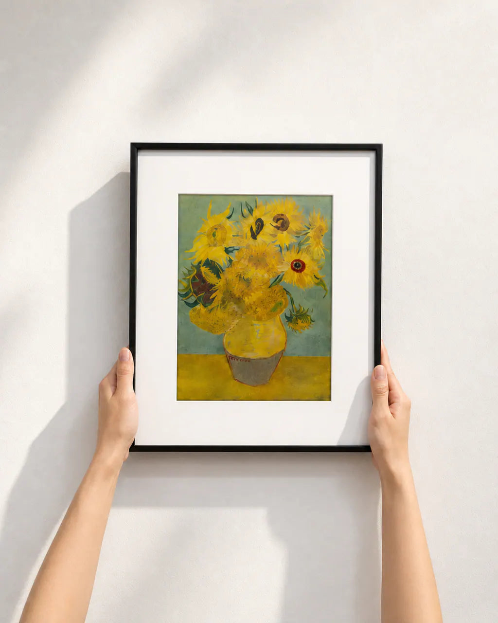 Inkanva displaying a sunflower artwork in natural light